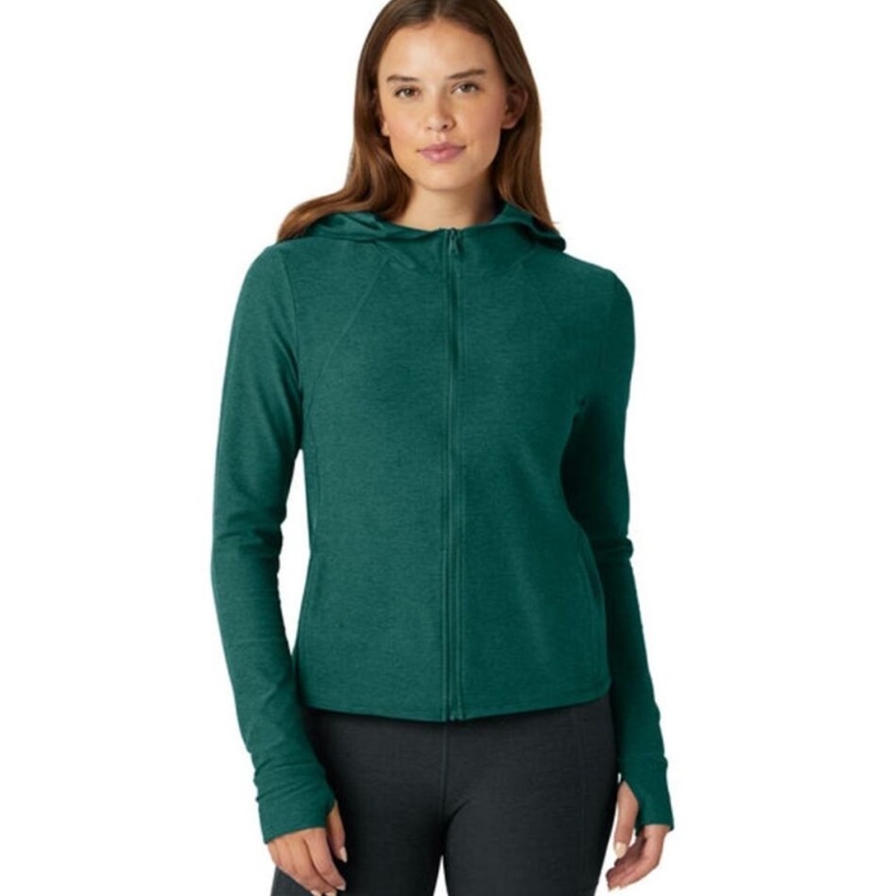 Beyond Yoga Spacedye High Energy Hoodie Hooded Jacket Large Lunar Teal